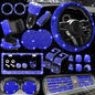 NBTEPEM 27-Piece Bling Car Accessories Set - Universal Fit Steering Wheel Covers, License Plate Frames, Phone Holder, Car Fast Charger, Coasters (Pink)