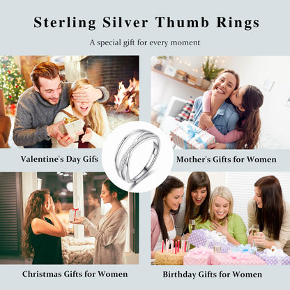 OOOPEL Sterlingsilber Verstellbarer Ring S925 Silberringe für Frauen Zirkonia Twist Liebesknoten Zarter Ring Silber Minimalistischer Offener Fingerring Silber Daumen Sterlingsilberring