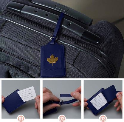 4 Pack Luggage Tag, Anyos PU Leather Travel Bag Labels Suitcase Baggage Tags with Name ID Card Privacy Protection