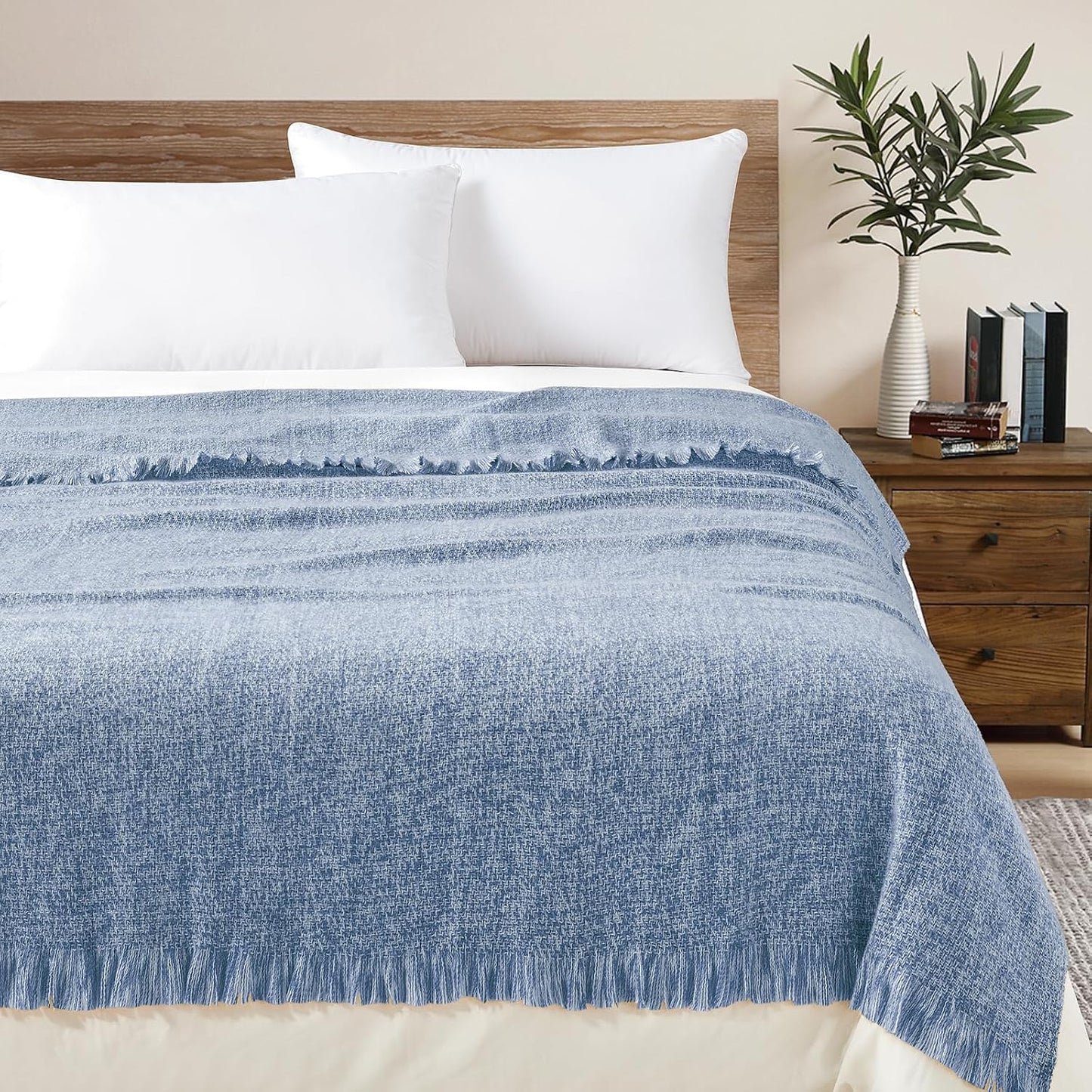 Cozy Up with the BOURINA Faux Cashmere Fringe Throw Blanket