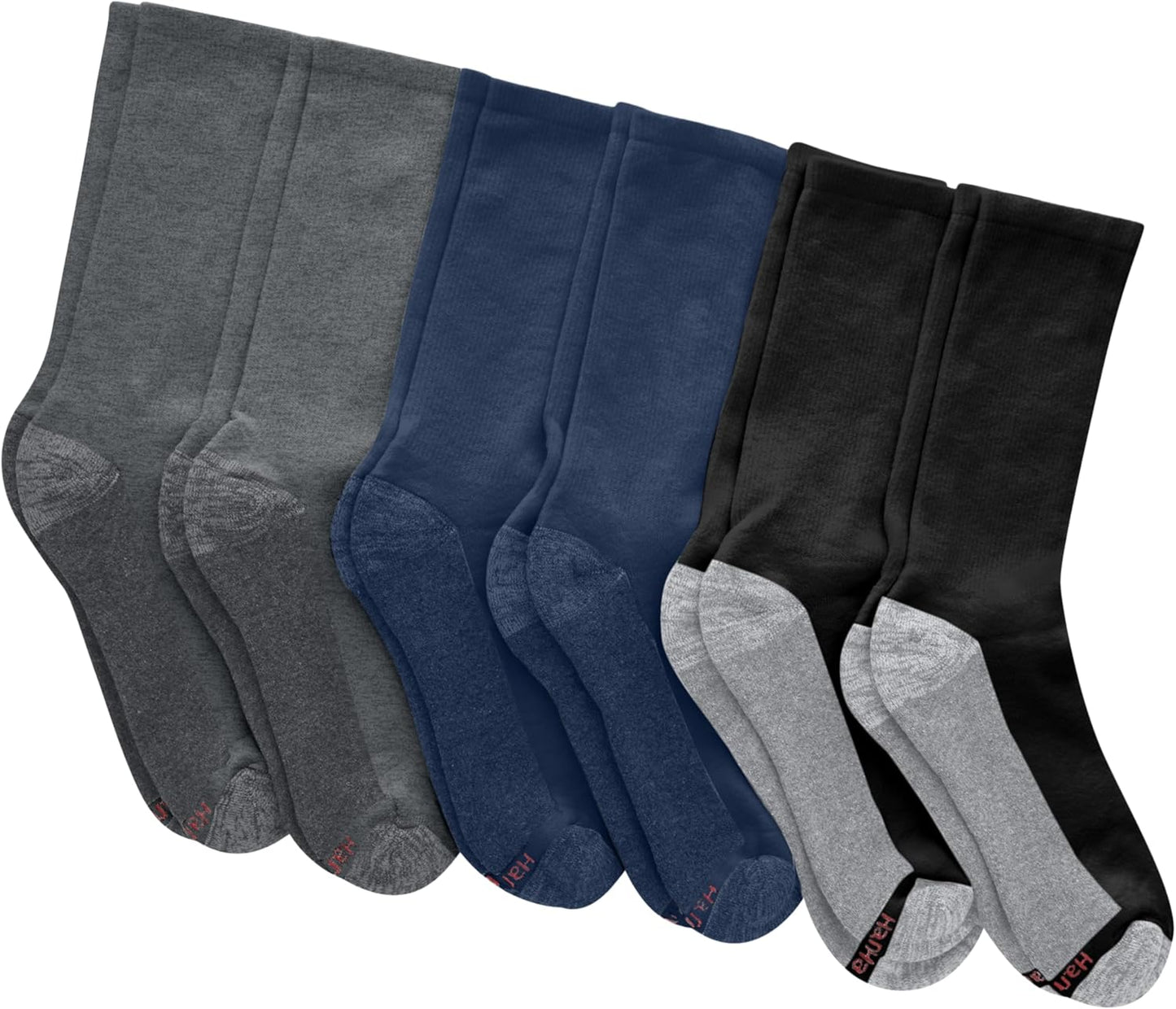 Hanes Herren Crew-Socken Max Cushioned, feuchtigkeitsableitend mit Geruchskontrolle, Multipack