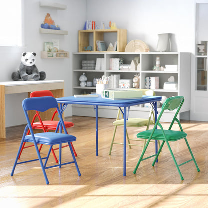 Flash Furniture Mindy Kids 5-Piece Folding Table and Chairs Set for Daycare and Classrooms, Children's Activity Table and Chairs Set, Black