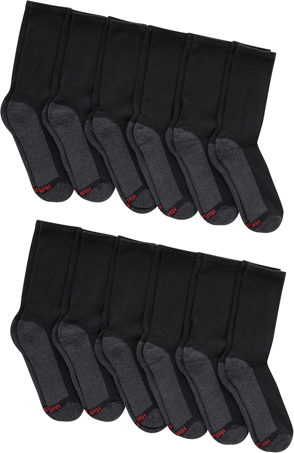 Hanes Herren Crew-Socken Max Cushioned, feuchtigkeitsableitend mit Geruchskontrolle, Multipack