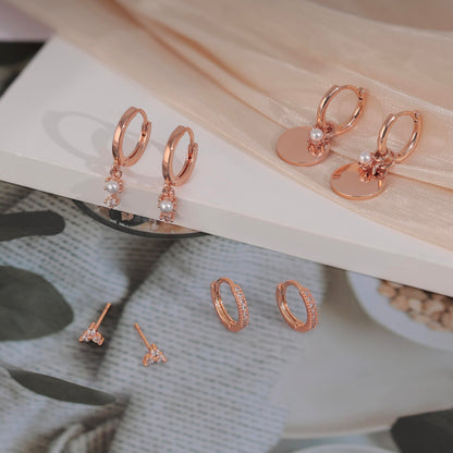 Gold Earrings For Women, Dainty Huggie Earrings Stack 14K Gold Plated Pearl Dangle Earrings for Women Trendy Cute Hypoallergenic Unique Gold Earring Stack Fashion Gold Jewelry Gifts