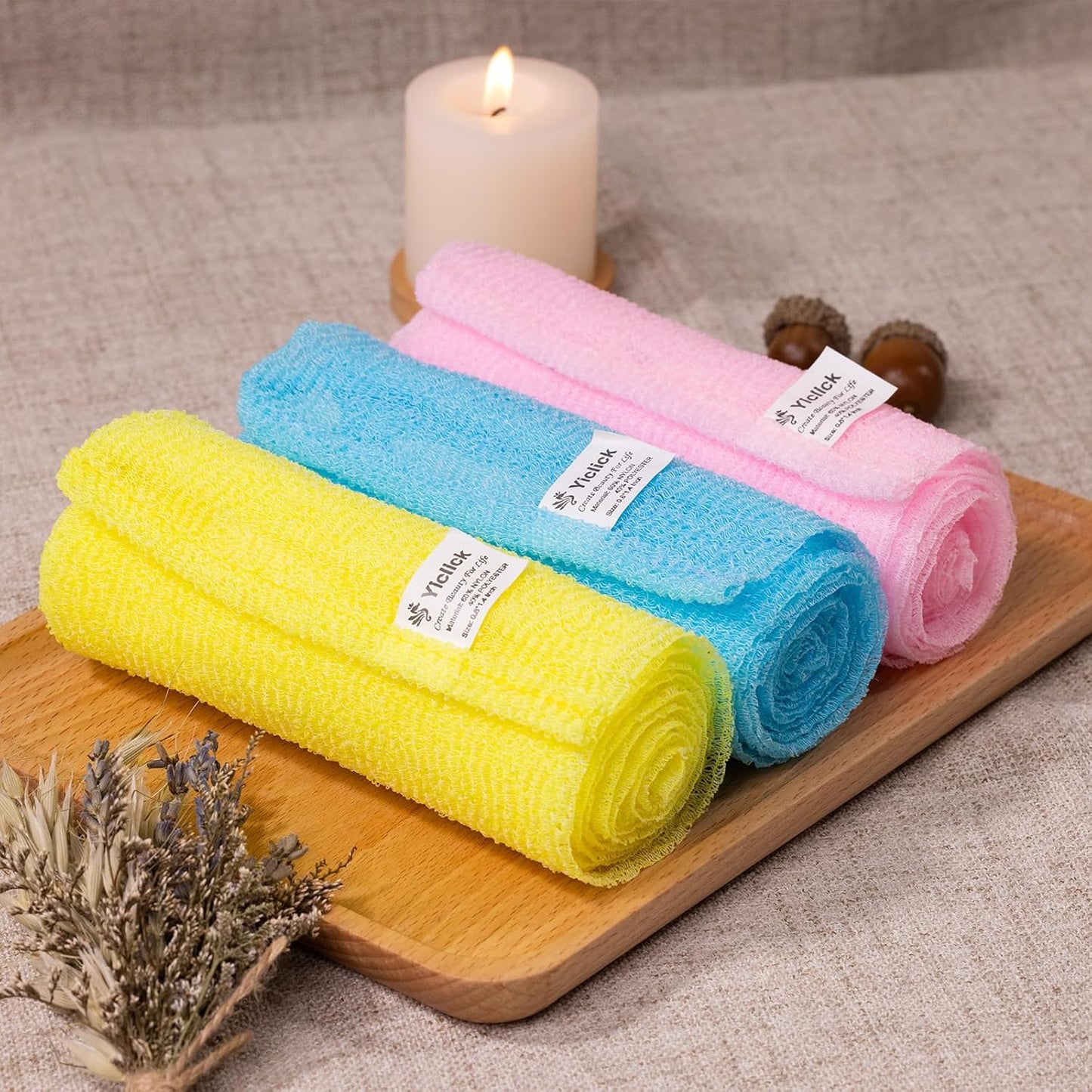 Yiclick Peeling-Waschlappen, Peeling-Körperbürste, Rückenbürste für Dusche und Bad, afrikanischer Netzschwamm Luffa-Körperpeeling, Peeling-Tuchbürstenhandschuhe für Frauen (Grau)