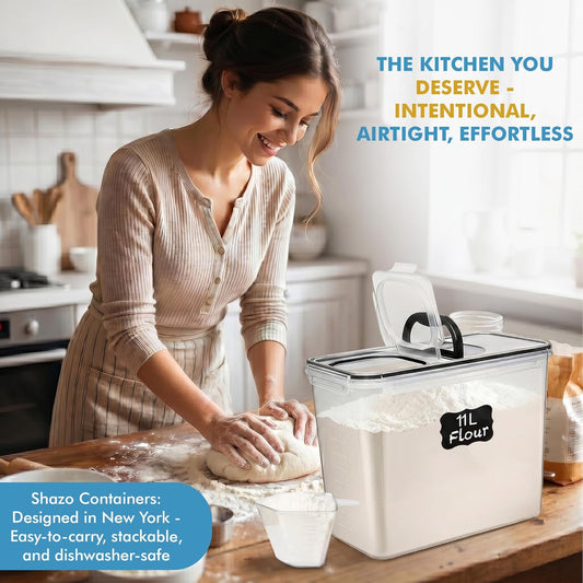 Effortless Kitchen Organization with Shazo's 2-Piece Extra Large Airtight Food Storage Containers