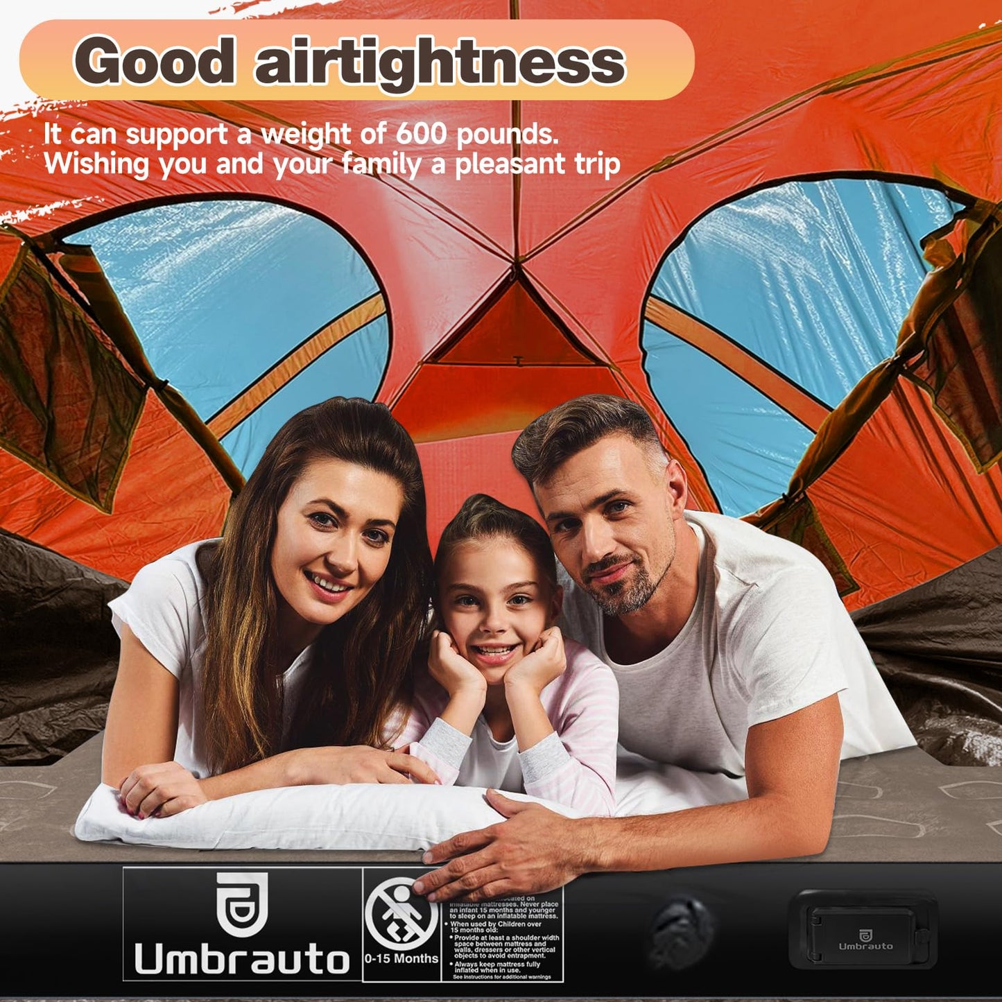 Umbrauto Car Air Mattress Backseat| Inflatable Truck Back Seat Camping Airbed for SUV Rear Seat, Blow Up Sleeping Travel Bed for Van Trunk with Pump & Pillows