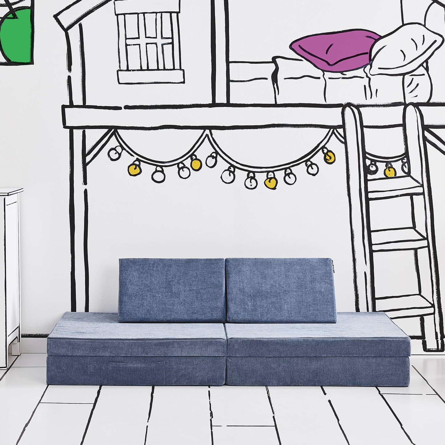 Yourigami Kids and Toddler Play Gym, Playroom Couch Set, Durable Modular Design, Green Meadows