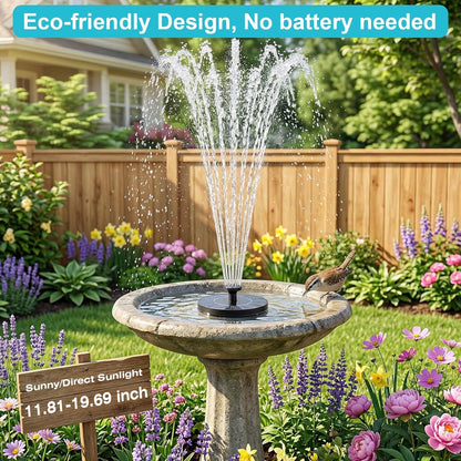 AISITIN Solar Fountain Pump with 6 Nozzles, 2026 Solar Bird Bath Fountains, Upgraded Floating Solar Water Fountain for Garden, Pond, Pool & Outdoor