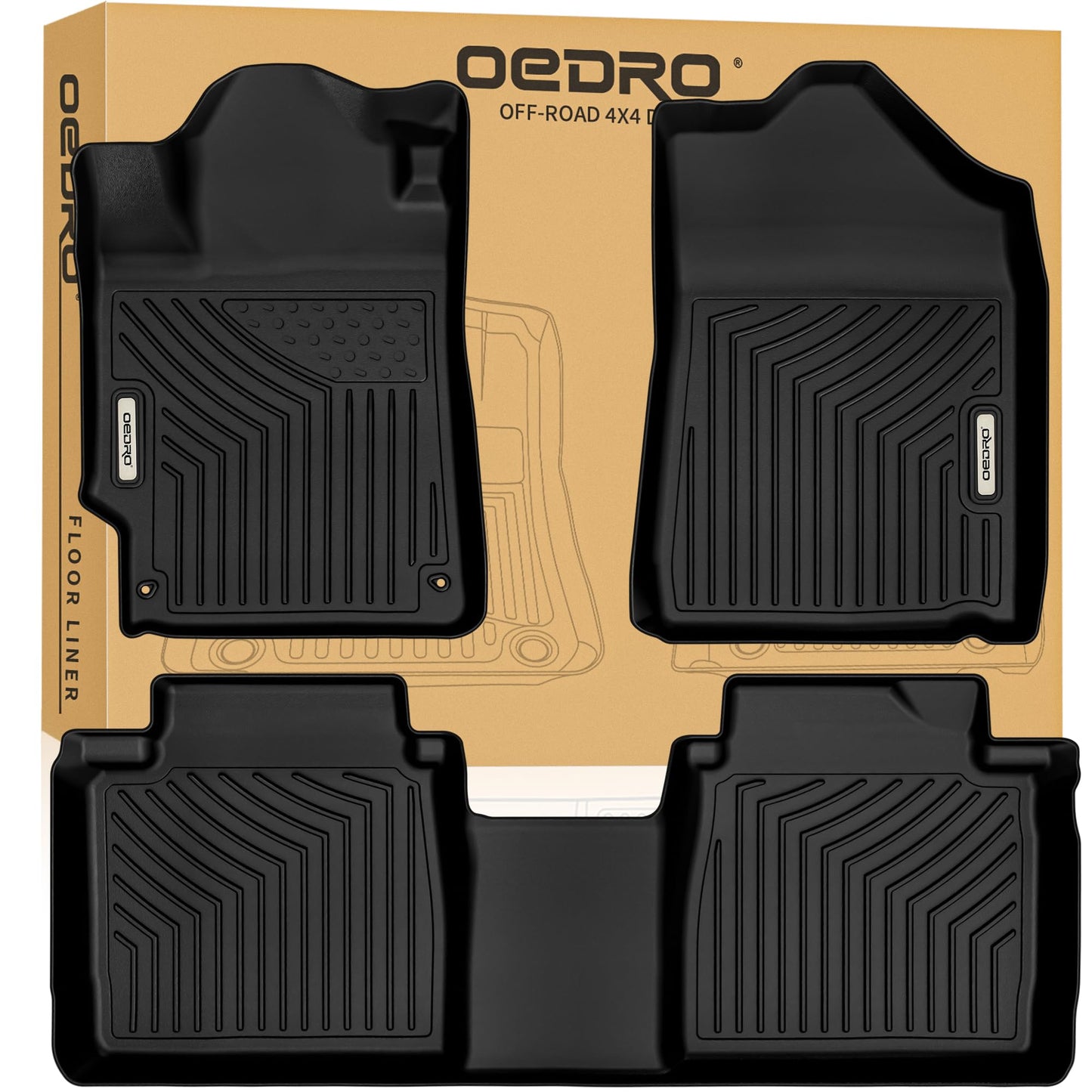 OEDRO Floor Mats Fit for Toyota Camry 2011-2007, Custom Fit Front & 2nd Row Floor Liner Set, TPE All Weather Protection Camry Car Mats, Black