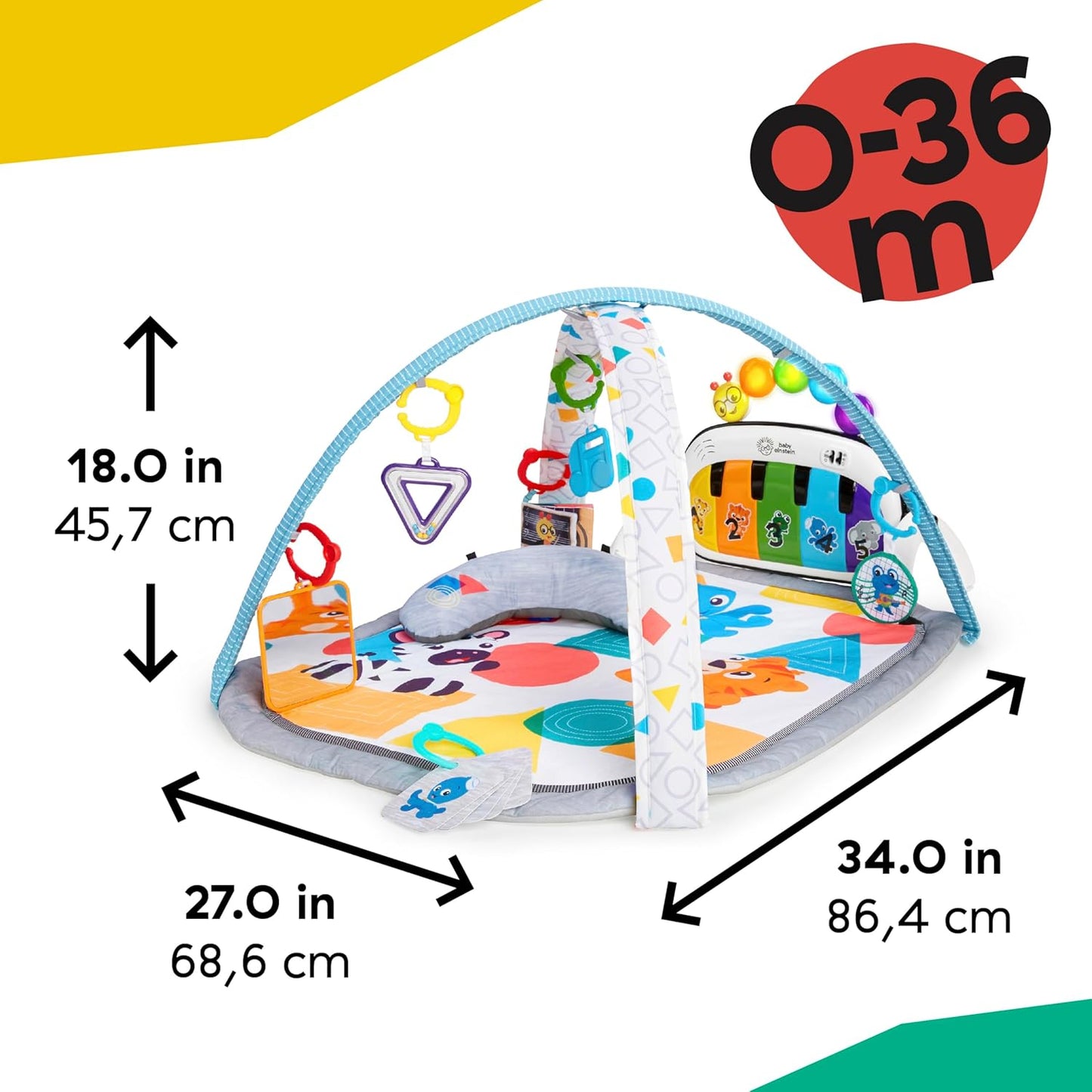 Baby Einstein 4-in-1 Kickin' Tunes Musik- und Sprachspielmatte und Klavier-Bauchlage-Aktivitätsmatte