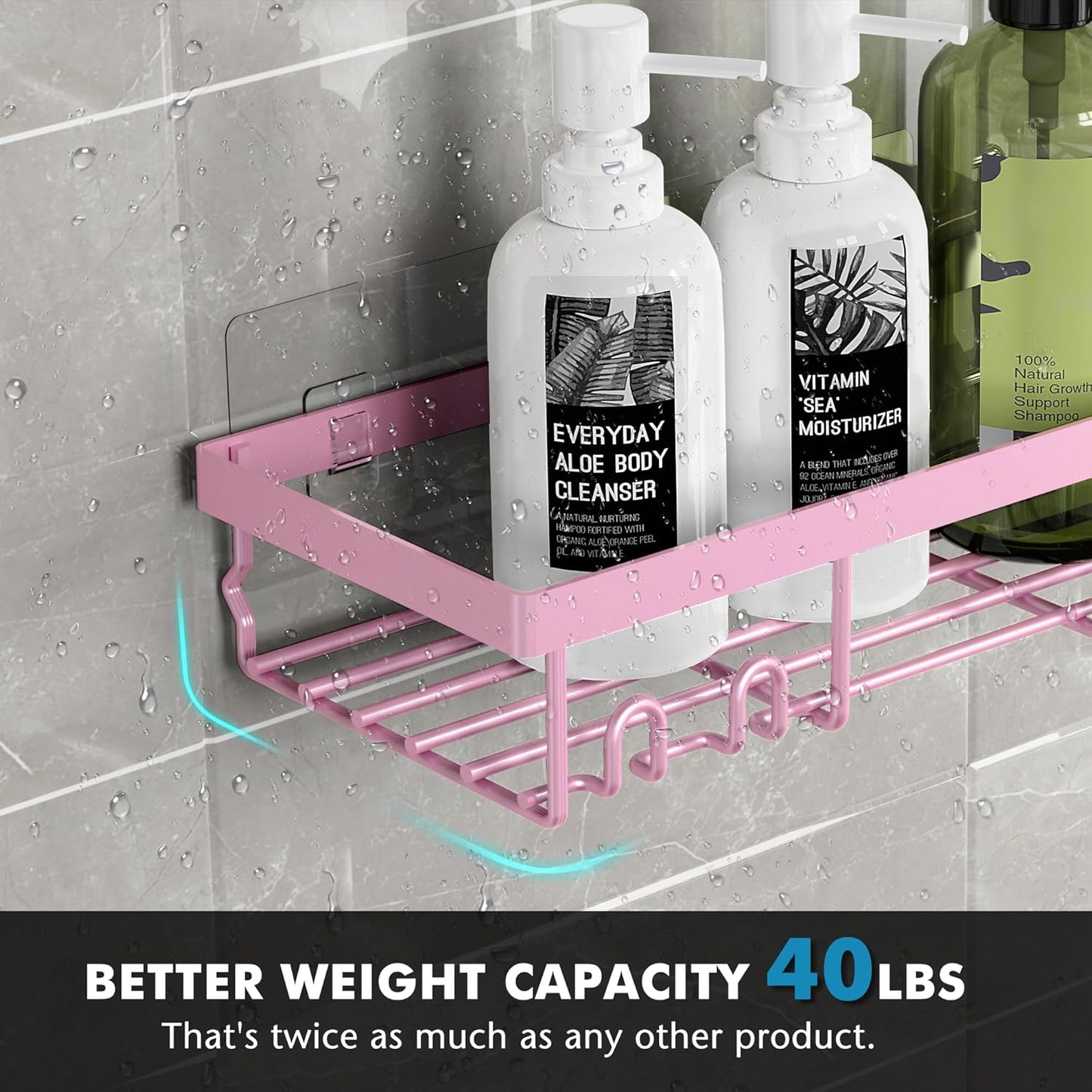 Moforoco Shower Caddy Shelf Organizer Rack, Self Adhesive Black Bathroom Shelves Basket, Home Farmhouse Wall Shower Inside Organization and Storage Decor Rv Accessories, First Apartment Essentials