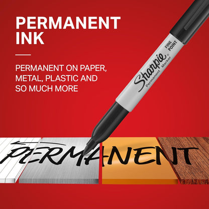Sharpie Permanentmarker, feine Spitze, Schwarz, 12 Stück