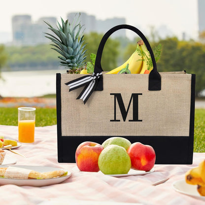 TOPDesign Personalized Initial Jute/Canvas Beach Bag Review