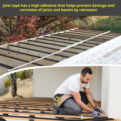 Joist Tape for Decking 2'' X 50', 6 Rolls Weather Resistance Butyl Tape, Waterproof and Anti-Corrosion, Self-Adhesive for Wood Joists Decks Beams Roof Extend Deck Life