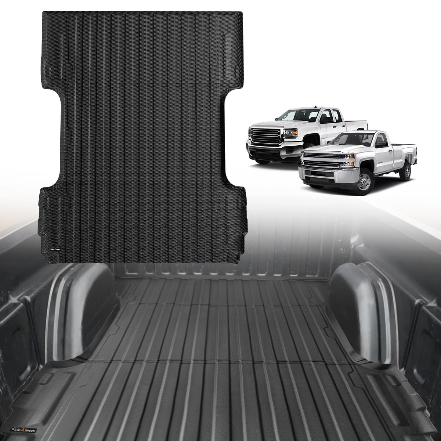 TripleAliners Truck Mat Compatible with 2019-2026 Chevy Silverado 1500 / GMC Sierra 1500 6.6FT Accessories, Truck Bed Mat Heavy Duty Custom Fit All Weather Protection TPE Pickup Liner, Standard Bed