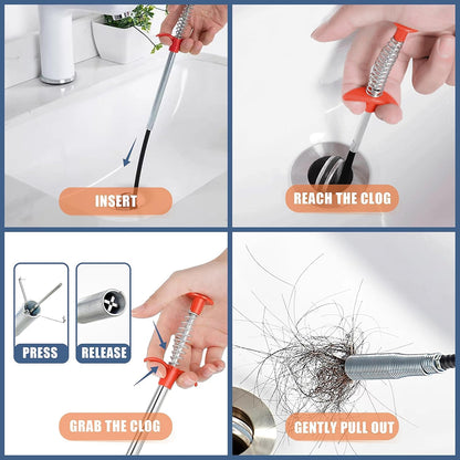 35.5inch Drain Clog Remover & Cleaning Tool Set For Toilet, Kitchen Sink, Bathroom Tub