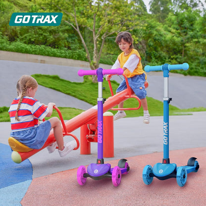 Gotrax KS1 Kinder-Roller, LED-Räder und 3-fach verstellbare Lenkerhöhe, Lean-to-Steer & breites Anti-Rutsch-Deck, 3-Rad-Roller für Jungen und Mädchen ab 3 Jahren und bis 45 kg
