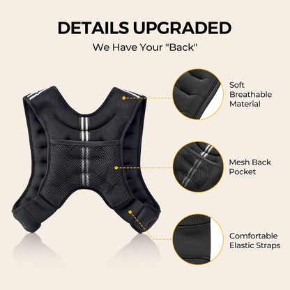 PACEARTH Gewichtsweste, 2,7 kg/4,5 kg/5,4 kg/7,2 kg/11,3 kg/13,6 kg Gewichtsweste mit reflektierendem Streifen, verstellbare Gewichtsweste für Männer und Frauen Training, Krafttraining, Laufen, Gehen, Joggen