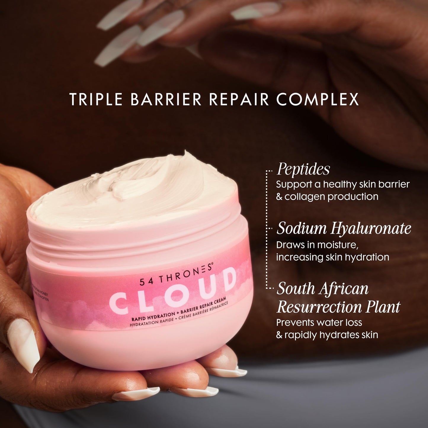 54 Thrones Daily Moisturizing Body Cream Lotion, Barrier Repair Cloud Cream, African Shea Butter Skin Care, Ugandan Vanilla & Ethiopian Honey