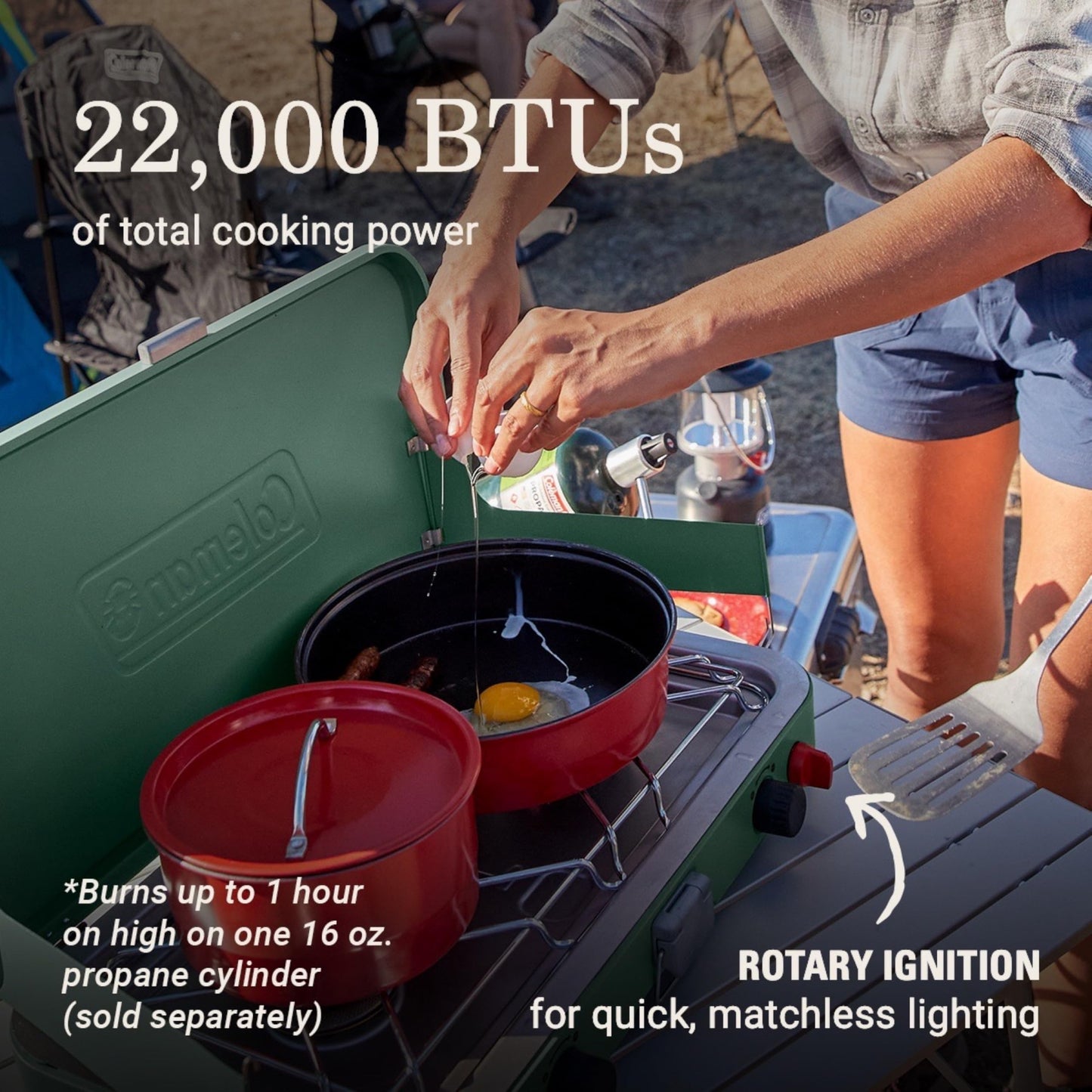 Coleman Cascade 3-in-1 Outdoor Camp Stove, Portable Cooktop with Included Cast-Iron Grill & Griddle Accessories, 24,000 BTUs of Power for Camping, Tailgating, Grilling