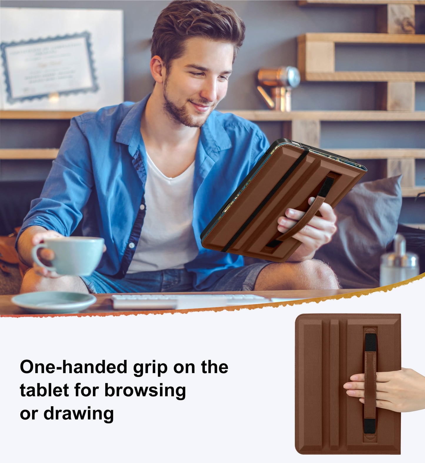DTTO for iPad A16 Case, iPad 11th / 10th Generation Case (2025/2022), 360 Degree Rotating Premium Leather Folio Stand Cover with Pencil Holder, Brown
