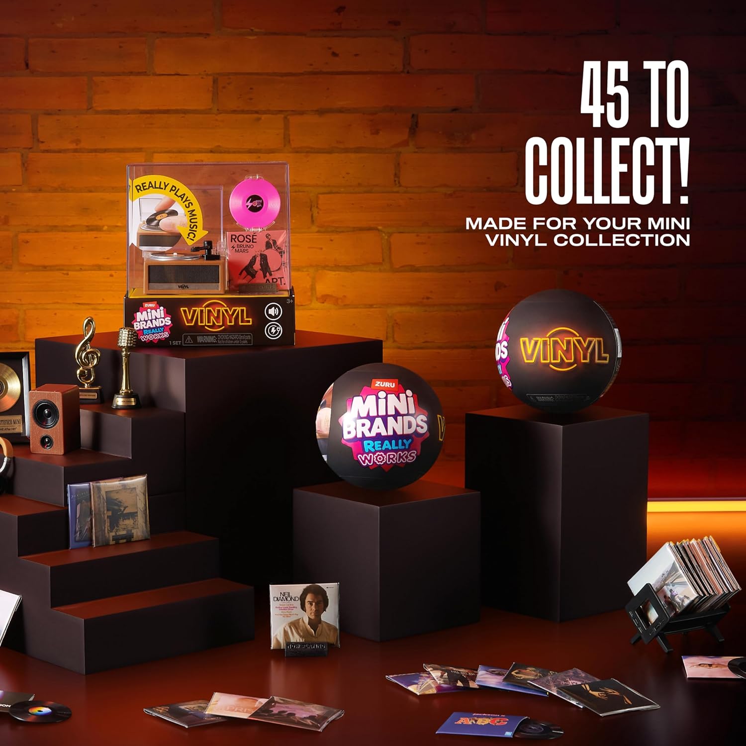 Mini Brands Really Works Vinyl Playset Series 1 by ZURU – Functional Mini Vinyl Record Player with Actual Music Playback, Includes Record & Stand, Collectible Toy for Kids, Gen Z & Adults