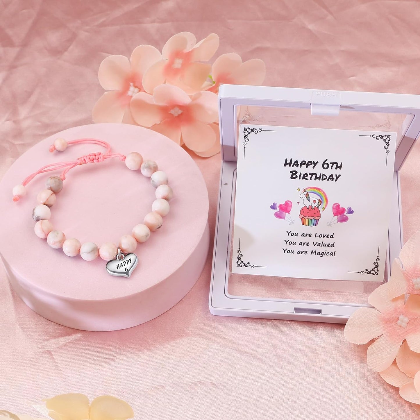 Sereney 6. Geburtstag Mädchen Geschenk, Verstellbare Perlenarmbänder zum 6. Geburtstag als Geburtstagsgeschenk für 6-jährige Mädchen, Geschenke zum 6. Geburtstag für Tochter, Nichte, Enkelin