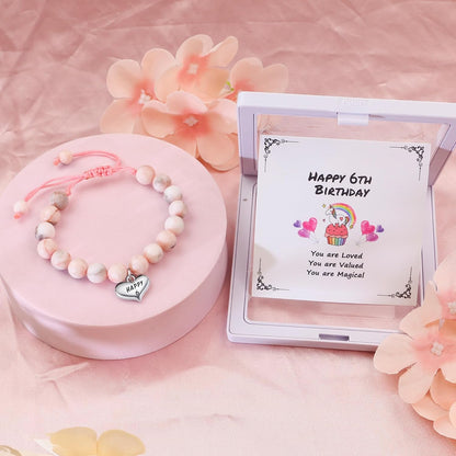 Sereney 6. Geburtstag Mädchen Geschenk, Verstellbare Perlenarmbänder zum 6. Geburtstag als Geburtstagsgeschenk für 6-jährige Mädchen, Geschenke zum 6. Geburtstag für Tochter, Nichte, Enkelin