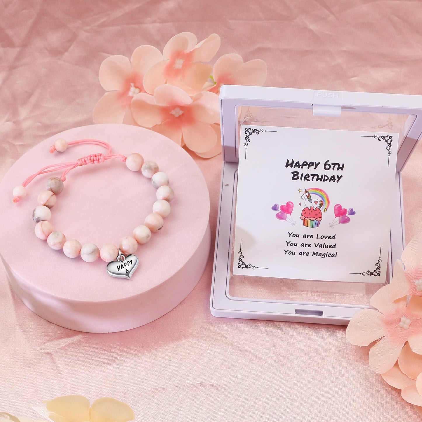 Sereney 5 Jahre altes Mädchen Geburtstagsgeschenkideen, verstellbares rosa-weißes Perlenarmband als Fünf-Jahres-5-Jahre-altes 5. Geburtstagsgeschenk für Teenager-Mädchen, Tochter, Nichte, Enkelin