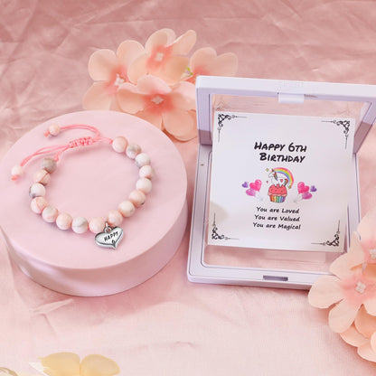 Sereney 5 Jahre altes Mädchen Geburtstagsgeschenkideen, verstellbares rosa-weißes Perlenarmband als Fünf-Jahres-5-Jahre-altes 5. Geburtstagsgeschenk für Teenager-Mädchen, Tochter, Nichte, Enkelin