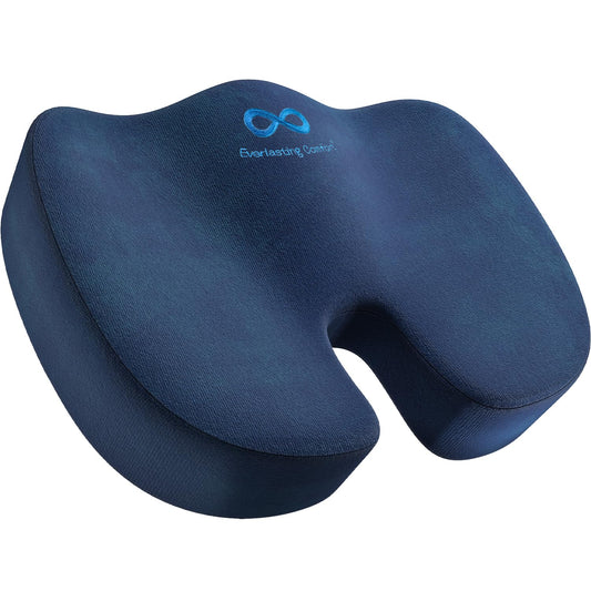 Everlasting Comfort Memory Foam Seat Cushion - Office Chair Cushion for Work, Travel, Car Support Pillow for Driving - Coussin Chaise for Sitting, Portable Lumbar Seat for Chairs and Desk, Gaming