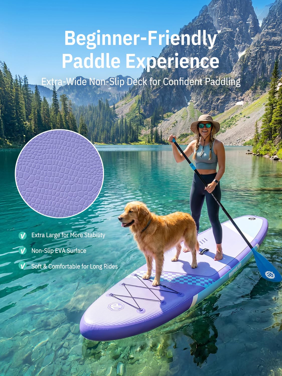 Niphean Inflatable Stand Up Paddle Board with SUP Accessories, Anti-Slip EVA Deck, 10’6’’ Inflatable Paddle Boards for Adults & Youth of All Skill Levels