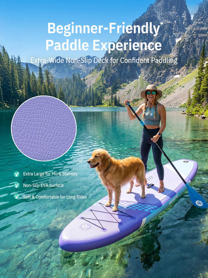 Niphean Inflatable Stand Up Paddle Board with SUP Accessories, Anti-Slip EVA Deck, 10’6’’ Inflatable Paddle Boards for Adults & Youth of All Skill Levels