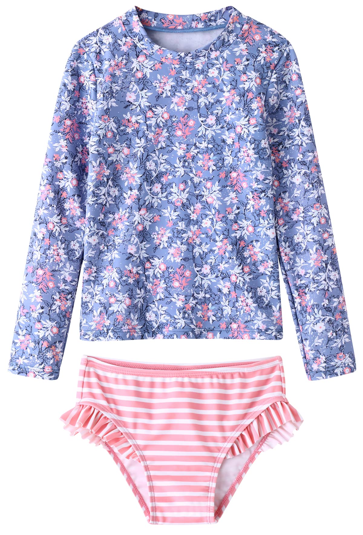 UMELOK Toddler and Little Girls Rash Guard Sets with Bikini Bottoms Swimwear