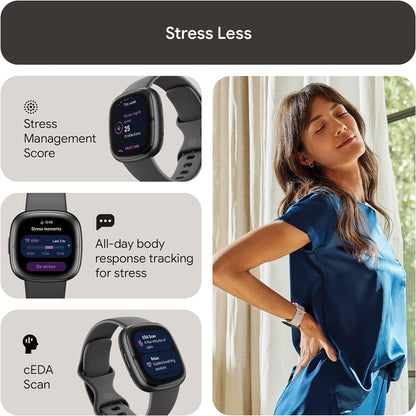 Google Fitbit Sense 2 Advanced Health and Fitness Smartwatch with Tools To Manage Stress and Sleep, Ecg App, Spo2, 24/7 Heart Rate and Gps, Shadow Grey/Graphite, One Size (S and L Bands Included)
