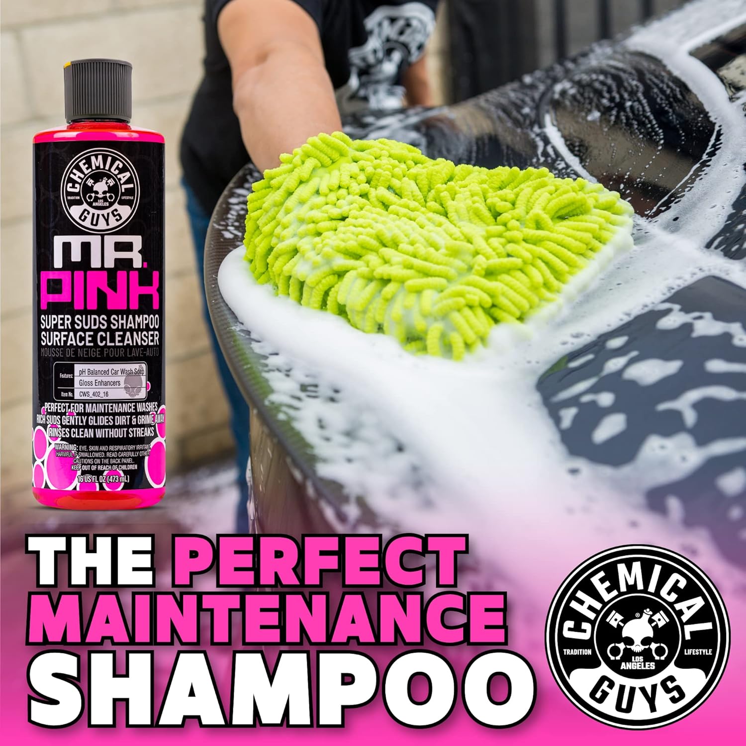 Chemical Guys Mr. Pink Car Wash Soap - 64 oz Super Suds Foaming Car Wash Soap for Cannon, Blaster, or Bucket Washing - pH Balanced, Safe on Wax, Sealant, Ceramic, and Clear Coat Finishes