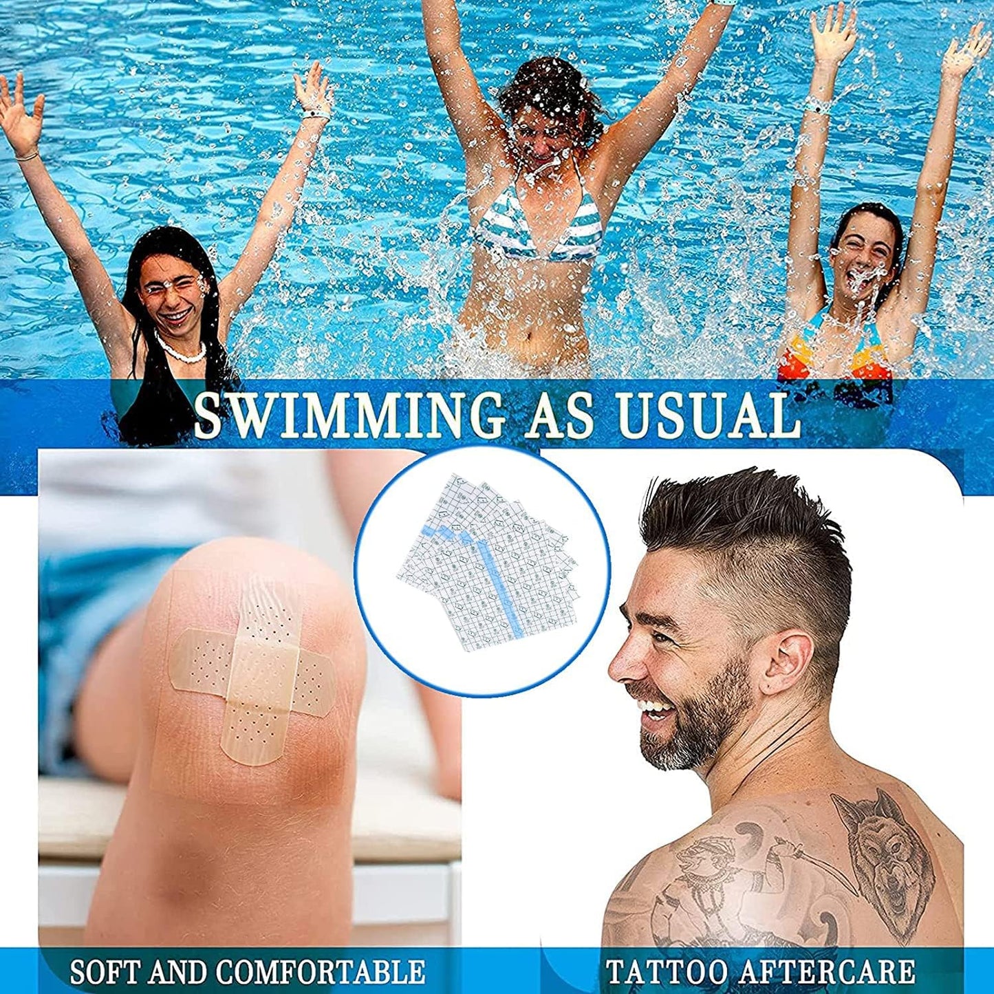 Tattoo-Nachsorgeverband – Wasserdichtes Pflaster zum Hautschutz – „Zweite Haut“ Verband zur Wundheilung – Transparente Tattoo-Folie – Sterile und sichere Klarsicht-Verbandsrolle für Tattoo-Zubehör