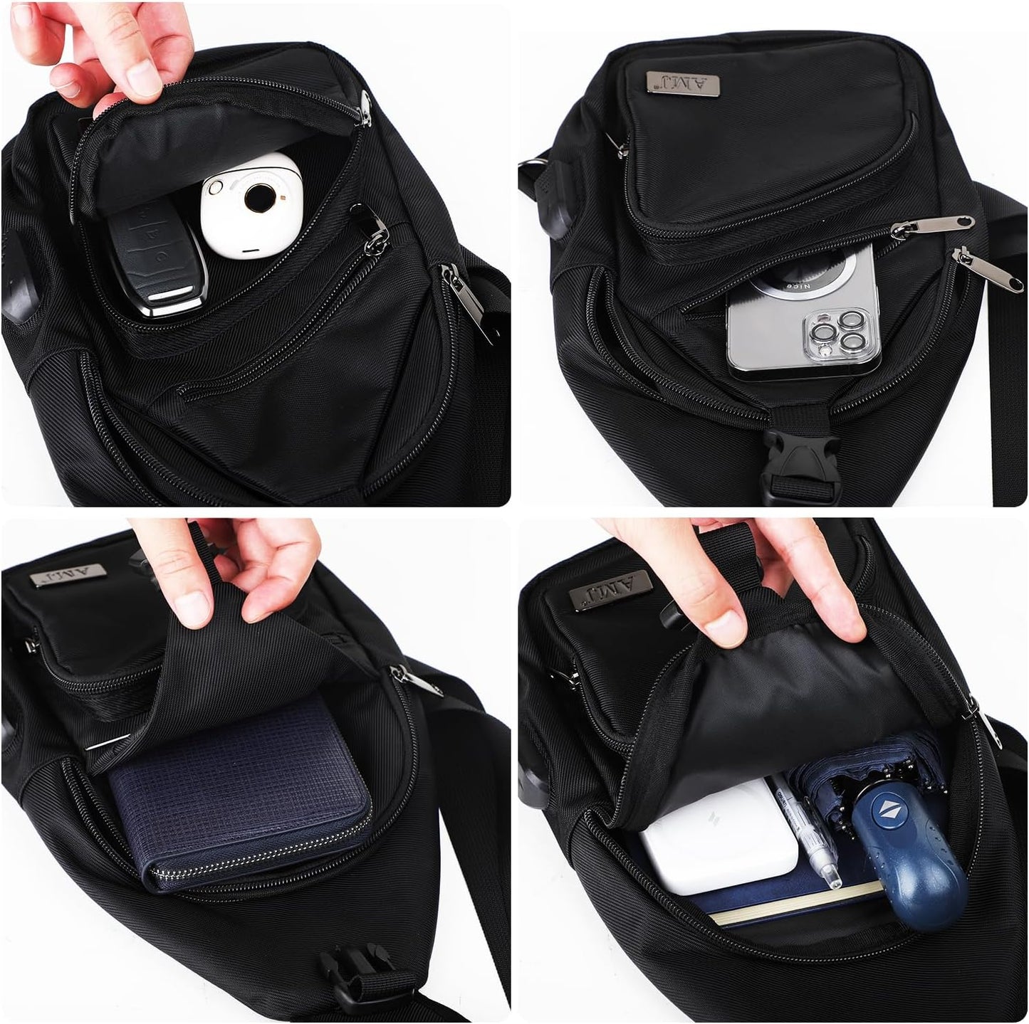 AMJ Sling Bag für Wandern und Outdoor, Umhängetasche, Reise-Brusttasche Daypack für Damen & Herren