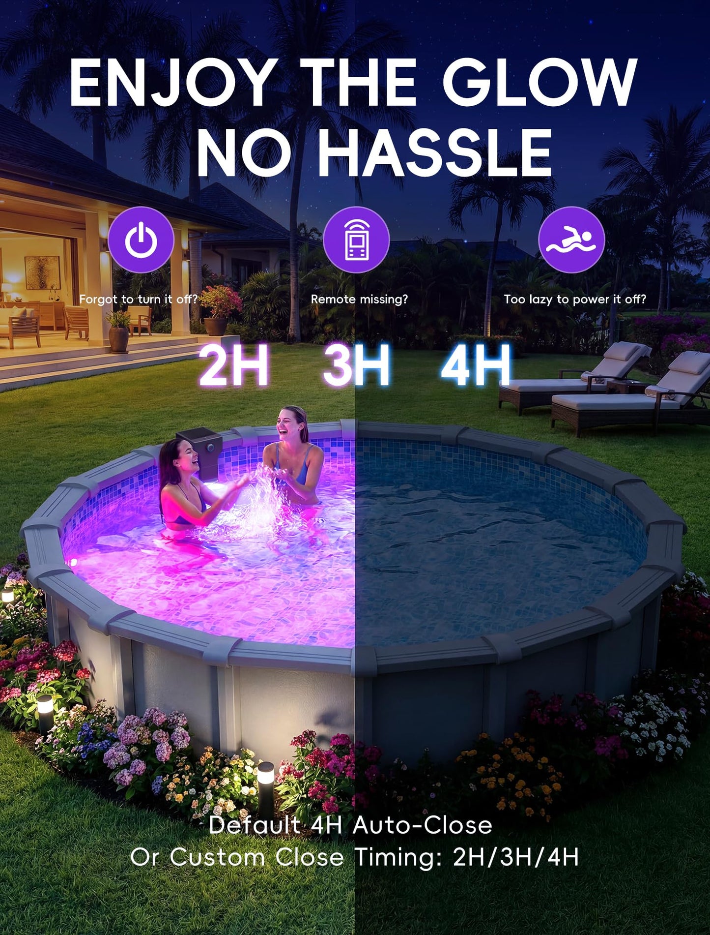 Solar Pool Lights Only for Metal Frame Above Ground Pools, 10-Color RGB 4-Mode LED Underwater Submersible Poolside Light with Auto Dusk Sensor, Waterproof Design, Remote & Timer Off, 1 Pack