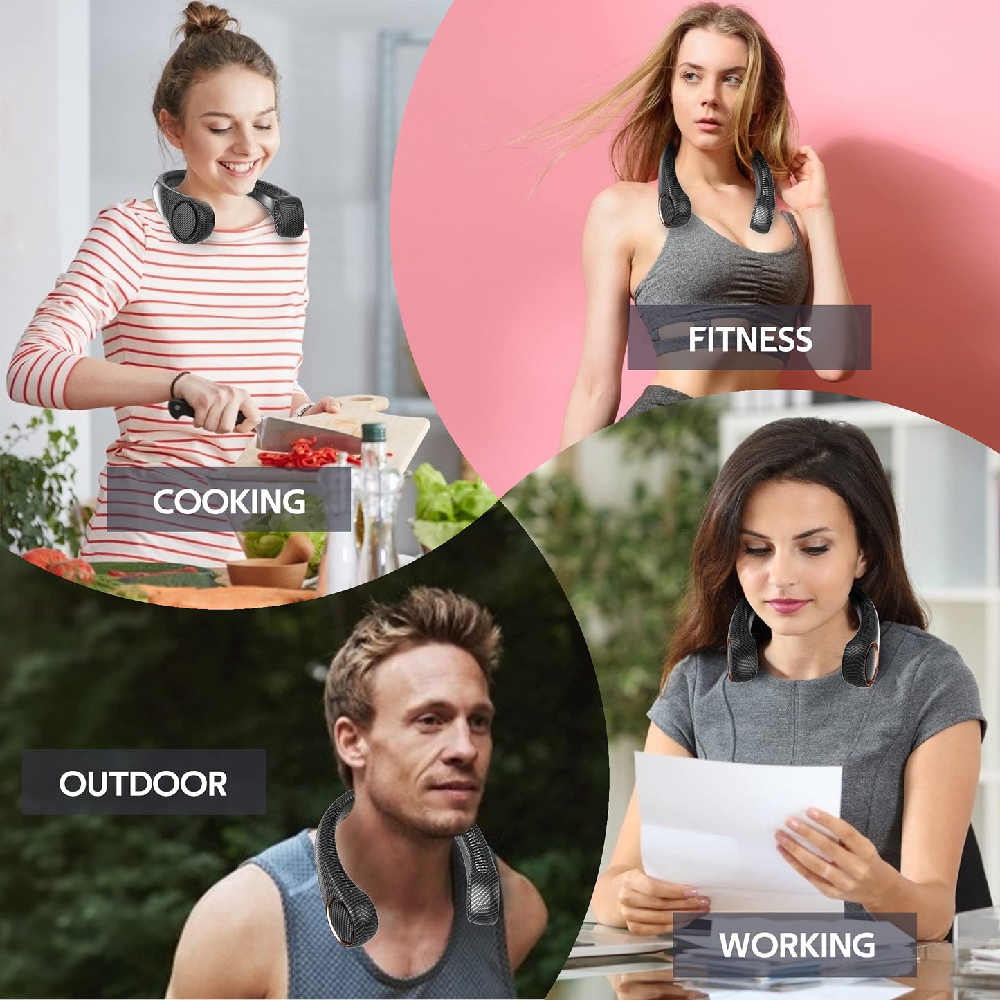 Portable Neck Fan, Hands Free Bladeless, 360° Cooling Personal Fan,Wearable Quiet Fan for Outdoor Indoor, Birthday Gifts for Men Women Mom Dad, 4000mAh Battery USB Rechargeable, 3-Speeds( Black)