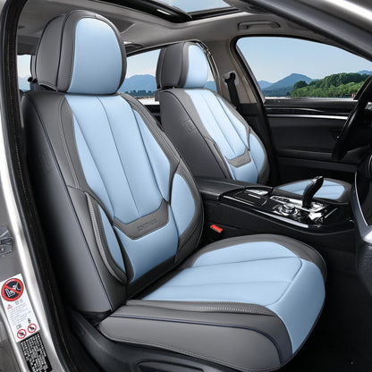 Coverado Car Seat Covers 5 Pieces, Full Set Universal Seat Covers for Cars, Waterproof Nappa Leather Auto Seat Protectors with Head Pillow, Car Interiors Fit for Most Sedans SUV Pick-up Truck, Black