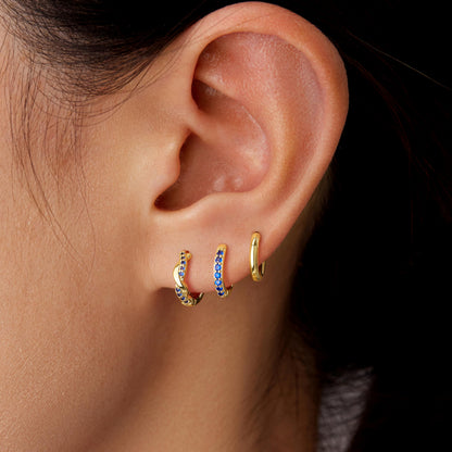 Inerney 14K Gold Plated Huggie Hoop Earrings for Women, Small Sterling Silver Earring Set Hypoallergenic Cartilage Helix Stacks, Mini Dainty Cute Trendy Birthstone Jewelry Gift for Multiple Piercings