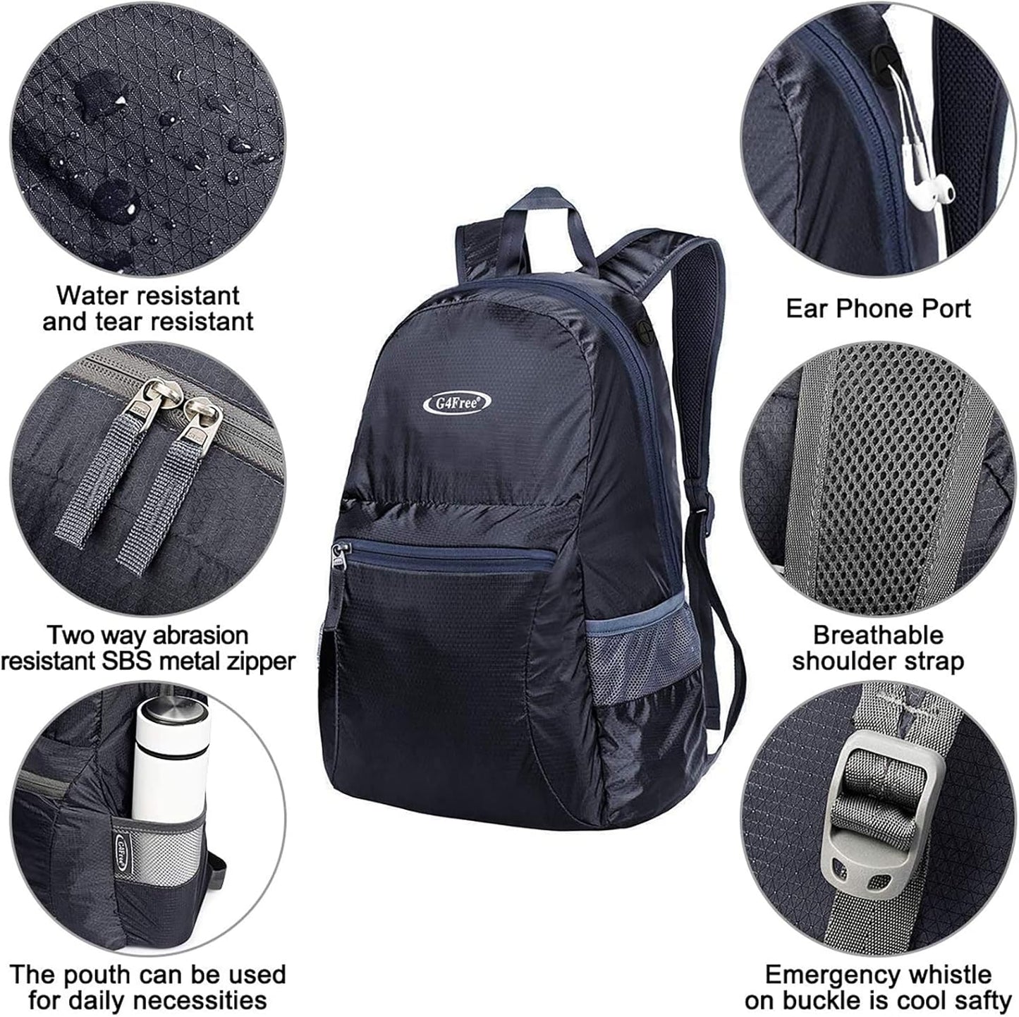 G4Free 20L Lightweight Packable Backpack Foldable Travel Hiking Daypack for Men and Women