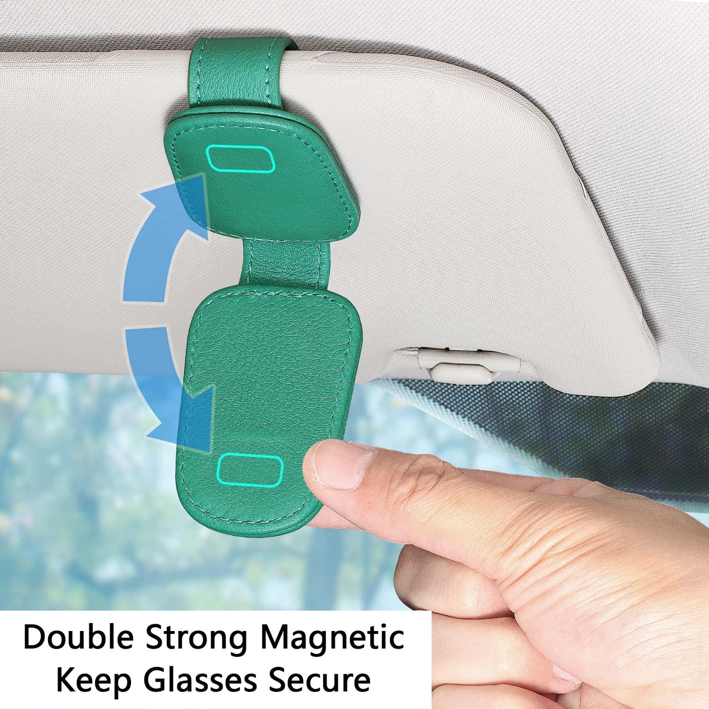 2 Packs Sunglasses Holder for Car Visor, Genuine Leather Car Sunglass Holder, Glasses Clip for Cars,Auto Interior Accessories Universal for SUV Pickup Truck (Black-(2 Pcs)