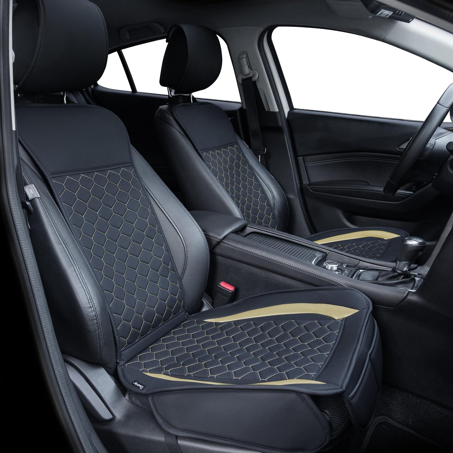 Elantrip 2PCs Front Car Seat Covers Leather Water Proof Seat Protector Universal fit for Most Cars SUVs and Trucks Black