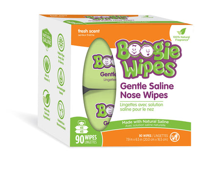 Boogie Wipes Natural Saline Nose Wipes for Kids and Babies, Unscented, 90-Count