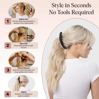 Kitsch Mittelgroße Haarspangen für Damen, starker Halt, Haarclips aus recyceltem Kunststoff für dickes Haar | Ideal für Hochsteckfrisuren, halb offene Frisuren | Ideale Geschenke für Frauen – 2 Stück, Schwarz und Schildpatt