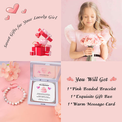 Sereney 5 Jahre altes Mädchen Geburtstagsgeschenkideen, verstellbares rosa-weißes Perlenarmband als Fünf-Jahres-5-Jahre-altes 5. Geburtstagsgeschenk für Teenager-Mädchen, Tochter, Nichte, Enkelin