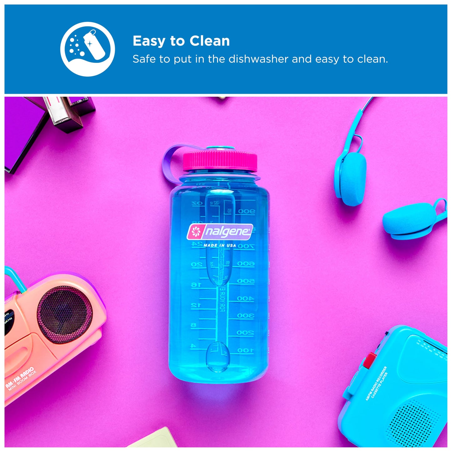 Nalgene 32 oz Wide Mouth Water Bottle | BPA-Free, Durable & Leak Proof, Lightweight Bottle for Hiking & Gym, Work & Travel